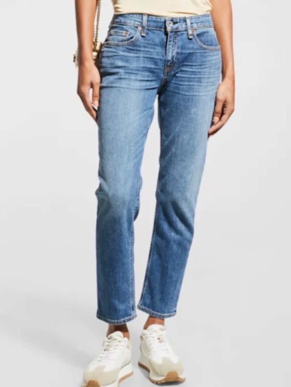 rag & bone Dre Slim Boyfriend Jeans Size 30 Medium Wash Raw Hem